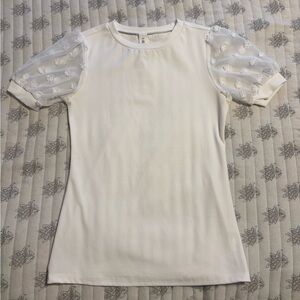 Women’s White Puff Sleeve Dressy Top
